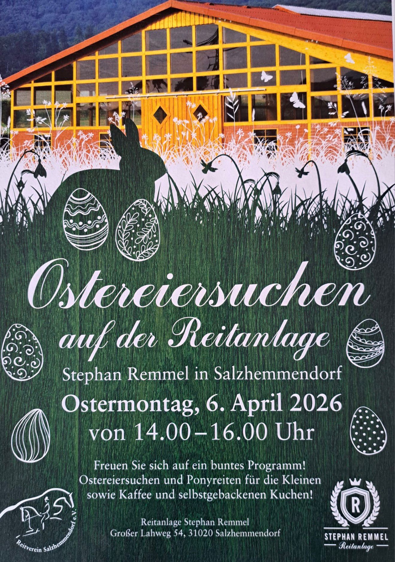 Ostereiersuchen auf der Reitanlage – Plakat